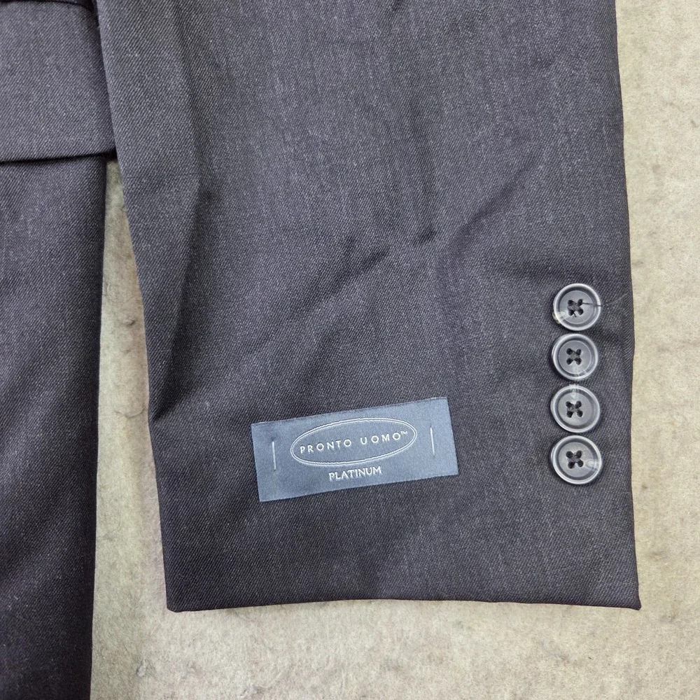 Pronto Uomo Platinum Blazer 100% Wool Mens 44 Long Gray 2 Button Double Vent NEW